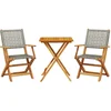 Image de vidaXL - 3-delige - Bistroset - poly - rattan - en - massief - hout - grijs