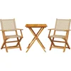 Image de vidaXL - 3-delige - Bistroset - poly - rattan - en - massief - hout - beige