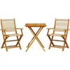 Image de vidaXL - 3-delige - Bistroset - polypropeen - en - massief - hout - beige