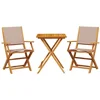 Image de vidaXL - 3-delige - Bistroset - stof - en - massief - hout - taupe