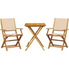 Image de vidaXL - 3-delige - Bistroset - stof - en - massief - hout - beige
