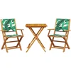 Image de vidaXL - 3-delige - Bistroset - bladpatroon - stof - en - massief - hout