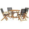 Image de vidaXL - 5-delige - Tuinset - poly - rattan - en - massief - hout - zwart