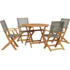 Image de vidaXL - 5-delige - Tuinset - poly - rattan - en - massief - hout - grijs