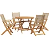 Image de vidaXL - 5-delige - Tuinset - poly - rattan - en - massief - hout - beige