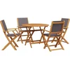 Image de vidaXL - 5-delige - Tuinset - massief - hout - en - stof - antracietkleurig