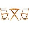 Image de vidaXL - 3-delige - Bistroset - stof - en - massief - hout - crèmewit