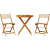 Image de vidaXL - 3-delige - Bistroset - stof - en - massief - hout - beige