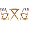Image de vidaXL - 3-delige - Bistroset - stof - en - massief - hout - blauw - en - wit
