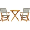 Image de vidaXL - 3-delige - Bistroset - poly - rattan - en - massief - hout - grijs