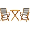 Image de vidaXL - 3-delige - Bistroset - polypropeen - en - massief - hout - grijs