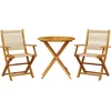 Image de vidaXL - 3-delige - Bistroset - polypropeen - en - massief - hout - beige