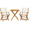 Image de vidaXL - 3-delige - Bistroset - stof - en - massief - hout - crèmewit