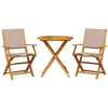 Image de vidaXL - 3-delige - Bistroset - stof - en - massief - hout - taupe