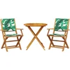 Image de vidaXL - 3-delige - Bistroset - bladpatroon - stof - en - massief - hout
