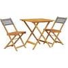 Image de vidaXL - 3-delige - Bistroset - poly - rattan - en - massief - hout - grijs
