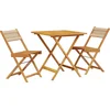 Image de vidaXL - 3-delige - Bistroset - polypropeen - en - massief - hout - beige