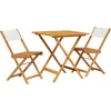 Image de vidaXL - 3-delige - Bistroset - stof - en - massief - hout - crèmewit