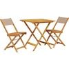 Image de vidaXL - 3-delige - Bistroset - stof - en - massief - hout - taupe