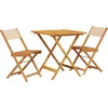 Image de vidaXL - 3-delige - Bistroset - stof - en - massief - hout - beige