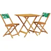 Image de vidaXL - 3-delige - Bistroset - bladpatroon - stof - en - massief - hout