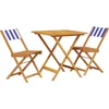 Image de vidaXL - 3-delige - Bistroset - stof - en - massief - hout - blauw - en - wit