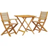 Image de vidaXL - 3-delige - Bistroset - polypropeen - en - massief - hout - beige