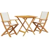 Image de vidaXL - 3-delige - Bistroset - stof - en - massief - hout - crèmewit