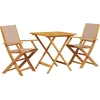 Image de vidaXL - 3-delige - Bistroset - stof - en - massief - hout - taupe