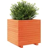 Image de vidaXL - Plantenbak - 50x50x49,5 - cm - massief - grenenhout - wasbruin