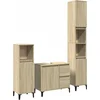 Image de vidaXL - 3-delige - Badkamermeubelset - bewerkt - hout - sonoma - eikenkleurig