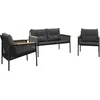 Image de vidaXL - 3-delige - Balkonset - met - kussens - staal - zwart