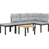 Image de vidaXL - 4-delige - Loungeset - met - kussens - gepoedercoat - staal - zwart
