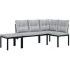 Image de vidaXL - 3-delige - Loungeset - met - kussens - gepoedercoat - staal - zwart