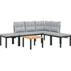 Image de vidaXL - 5-delige - Loungeset - met - kussens - gepoedercoat - staal - zwart