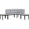 Image de vidaXL - 4-delige - Loungeset - met - kussens - gepoedercoat - staal - zwart