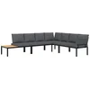 Image de vidaXL - 4-delige - Loungeset - met - kussens - aluminium - zwart