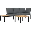 Image de vidaXL - 3-delige - Loungeset - met - kussens - aluminium - zwart