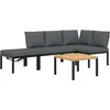 Image de vidaXL - 4-delige - Loungeset - met - kussens - aluminium - zwart