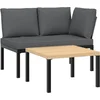 Image de vidaXL - 2-delige - Loungeset - met - kussens - aluminium - zwart