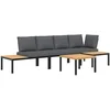 Image de vidaXL - 4-delige - Loungeset - met - kussens - aluminium - zwart