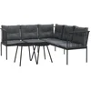 Image de vidaXL - Loungeset - met - kussens - staal - en - textileen - zwart