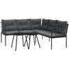 Image de vidaXL - Loungeset - met - kussens - staal - en - textileen - zwart