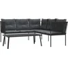 Image de vidaXL - Loungeset - met - kussens - staal - en - textileen - zwart