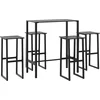 Image de vidaXL - 5-delige - Tuinbarset - gepoedercoat - staal - zwart