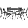 Image de vidaXL - 7-delige - Tuinset - stapelbaar - gepoedercoat - staal - antracietkleur