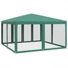 Image de vidaXL - Partytent - met - 8 - mesh - zijwanden - 4x4 - m - HDPE - groen