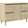 Image de vidaXL - Wastafelkast - 80x33x60 - cm - bewerkt - hout - sonoma - eikenkleurig