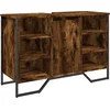 Image de vidaXL - Wastafelkast - 91x35x60 - cm - bewerkt - hout - gerookt - eikenkleurig