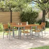 Image de vidaXL - Tuin - Eettafel - Set - 7 - pcs - Grijs - Massief - Acacia - Hout